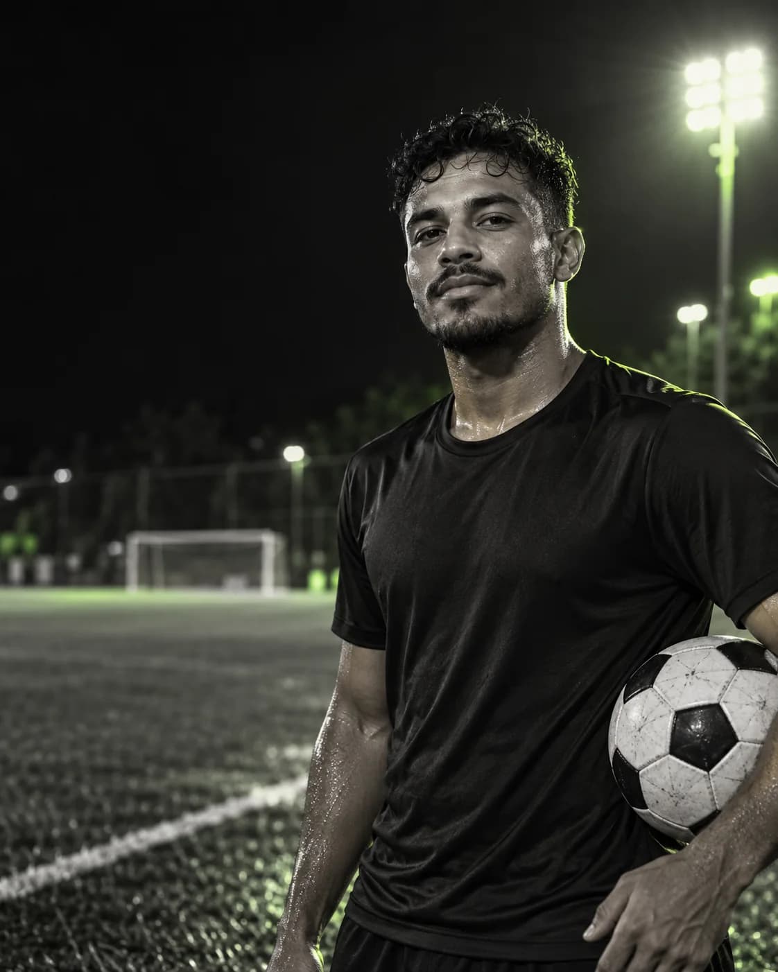 Atleta amador com uma bola após a partida